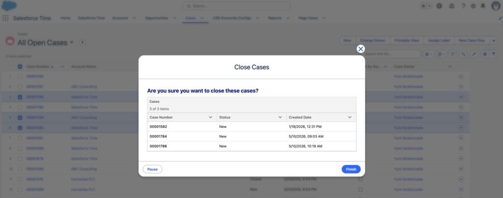 Screen Flow in Mass Actions for List Views