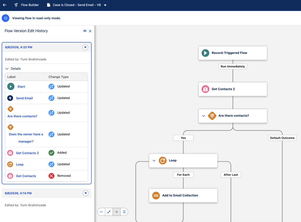 Details of Flow Version Edit History