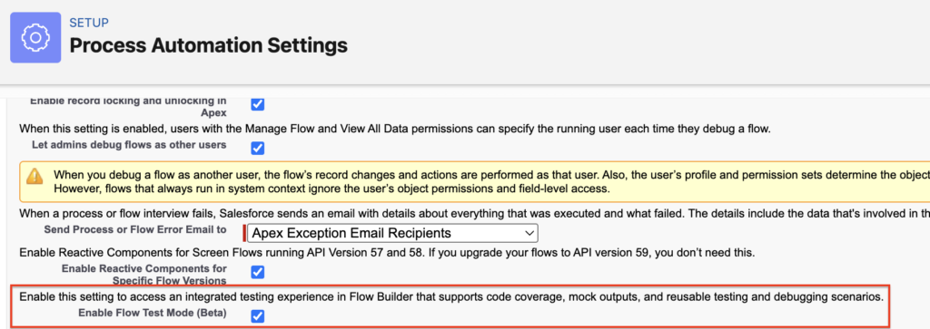 Flow Test Mode