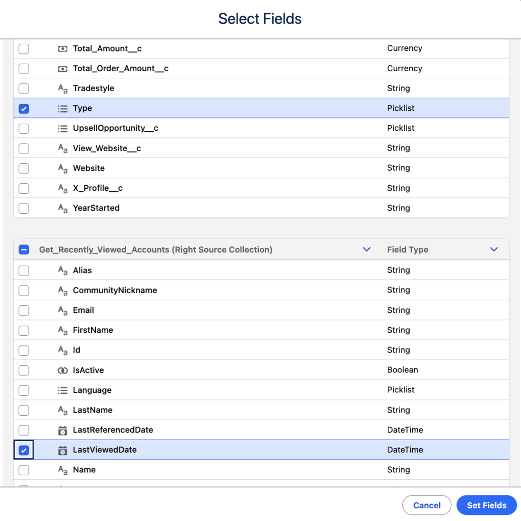 Select Fields